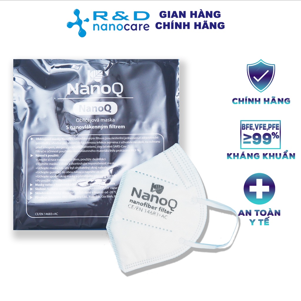 [GÓI - 01 CÁI] Khẩu trang n95 5 lớp kháng khuẩn NANO Q - Hàng chính hãng Nanocare R&amp;D