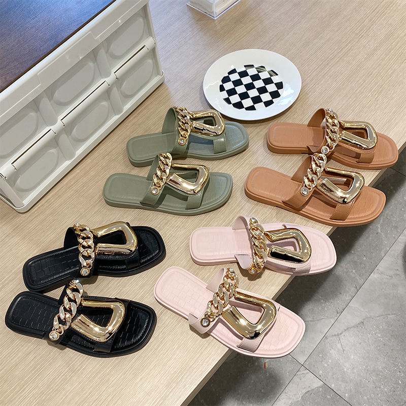 Dép Sandal Đế Xuồng Đính Ngọc Trai Thời Trang Mùa Hè Mới Dễ Phối Đồ