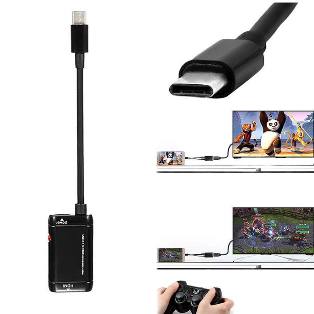 Dây Cáp Chuyển Đổi Usb-C Type C Sang Hdmi Usb 3.1 Cho Điện Thoại / Máy Tính Bảng Mhl Android Đen