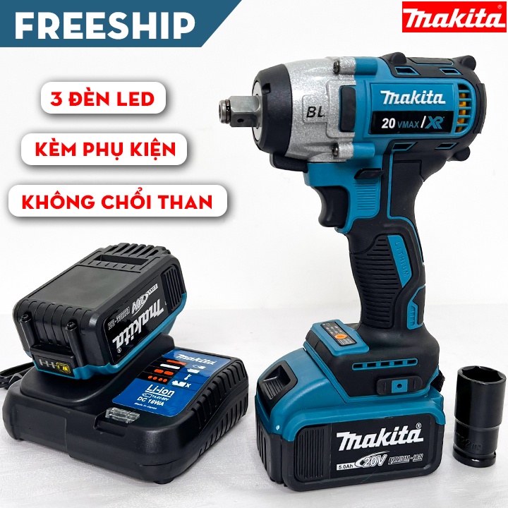 [Mẫu mới 2023] Máy siết bulong Makita 20v - Lõi đồng 100% - Pin 10 Cell - Bắn ốc - Bắt vít - Máy khoan