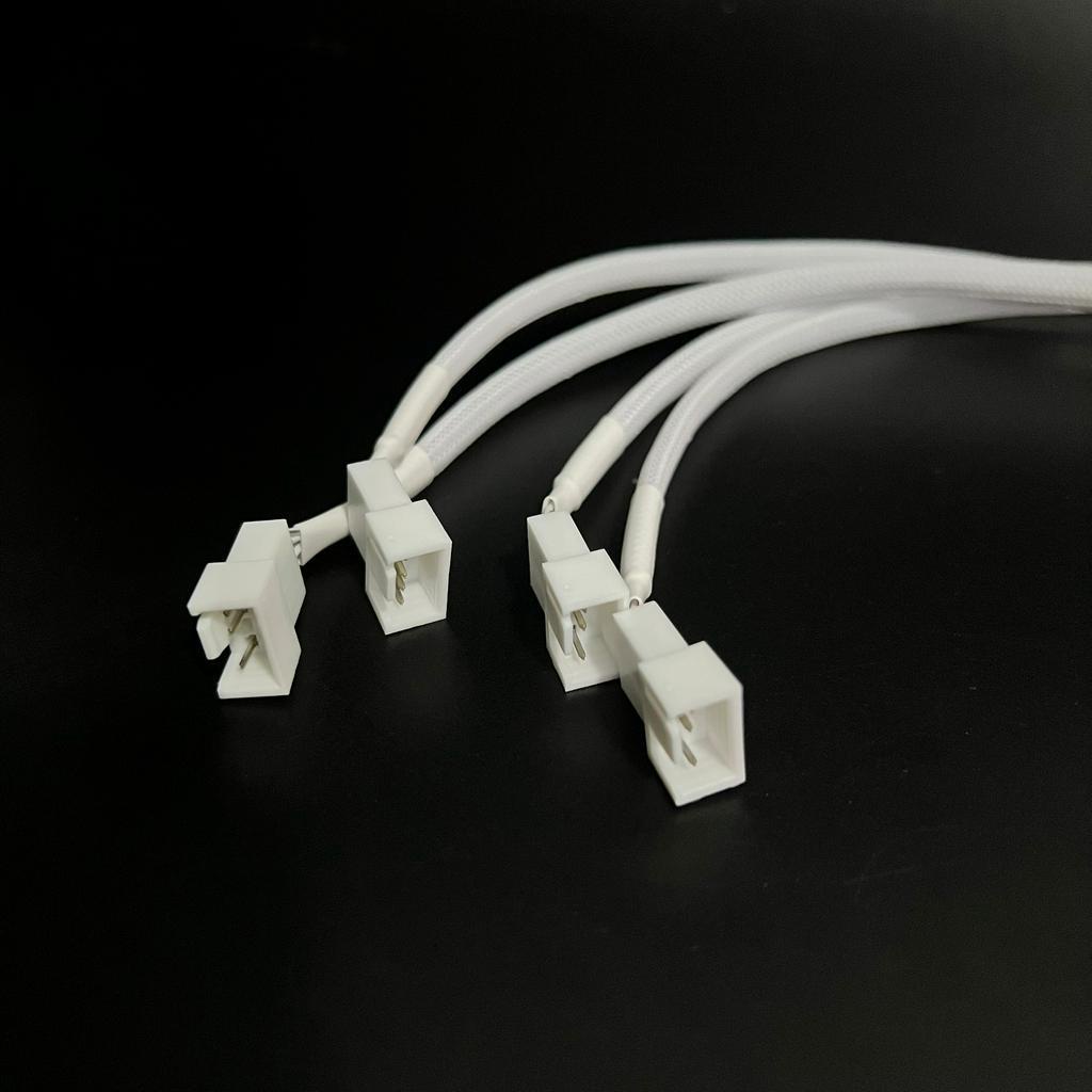 Dây Chia Nguồn Quạt 4Pin PWM Có Điều Tốc Bọc Dù Chống Xước Màu Trắng