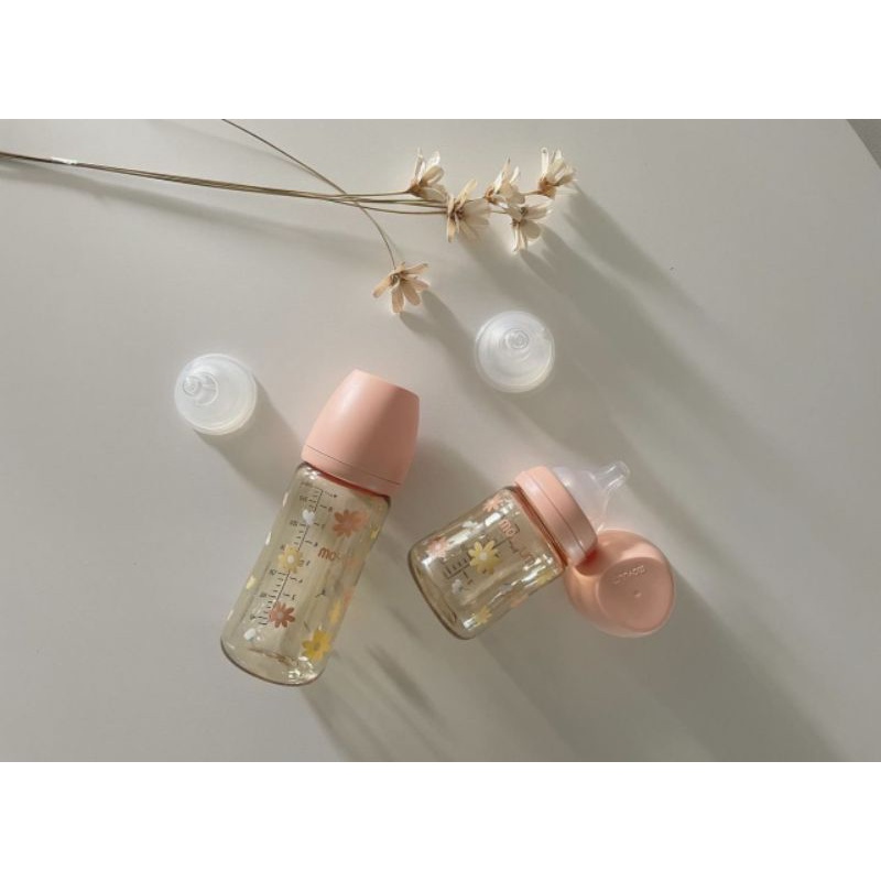 Bình sữa Moyuum hoa cúc, Moyuum hồng, Moyuum Daisy 170ml 270ml tùy chọn size núm