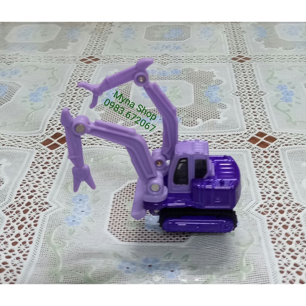 Đồ chơi mô hình tĩnh xe tomica không hộp, xe kẹp màu tím, bánh dây xích