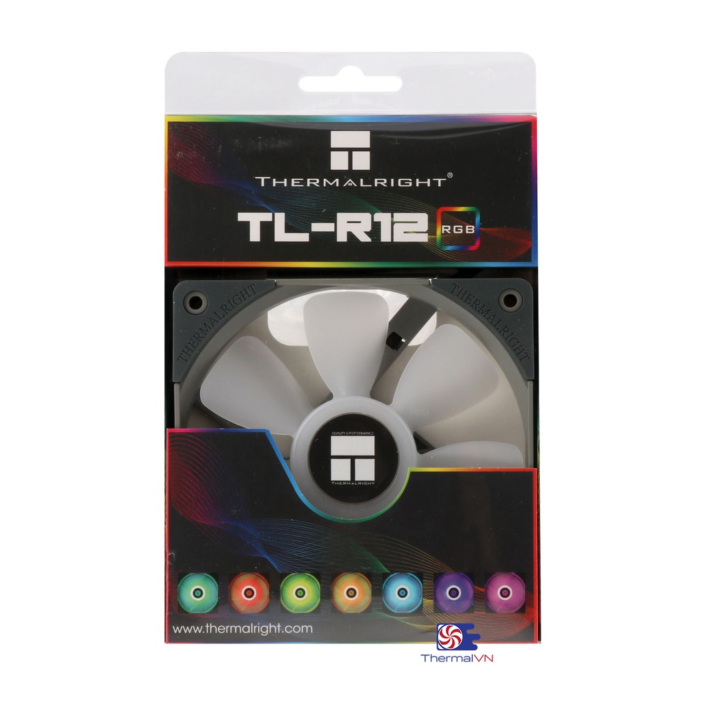 Quạt fan case 12cm Thermalright TL-R12 RGB - Quạt 7 cánh sức gió 65 CFM, hiệu ứng RGB 16.7 triệu màu