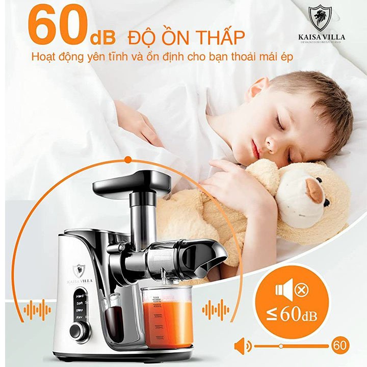 Máy Ép Chậm Trục Ngang Kaisa Villa - Máy Ép Trái Cây, Ép Khỏe Các Loại Hoa Quả,Ép Kiệt,Giữ Nước 98%