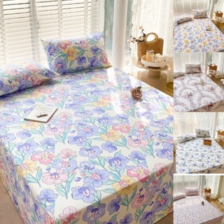 Bộ ga bo chun kèm 2 vỏ gối cotton 100% đủ size