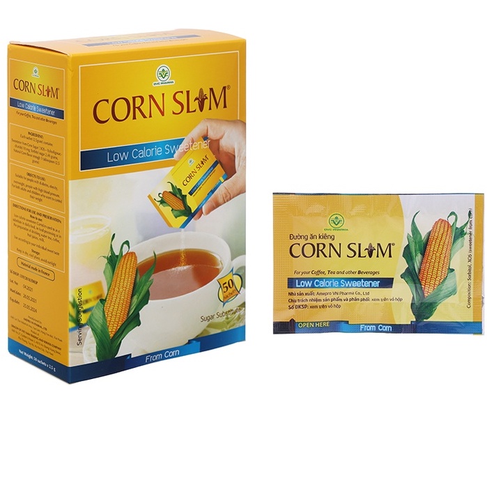 Đường ăn kiêng Corn Slim cho người kiêng đường, béo phì hộp 50 gói