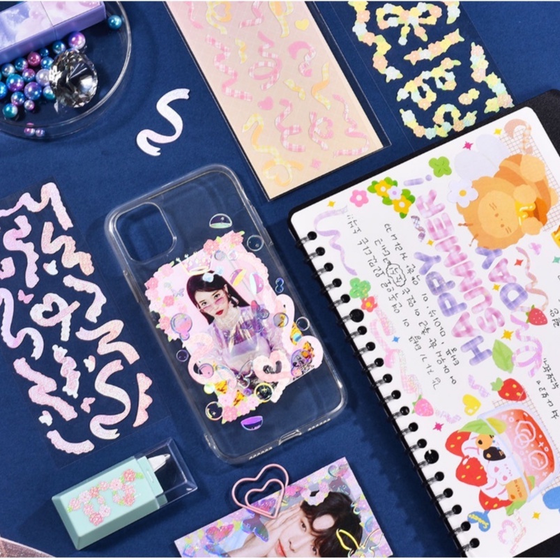 tấm nhãn dán nhiều màu laser lấp lánh dùng trang trí sổ tay DIY