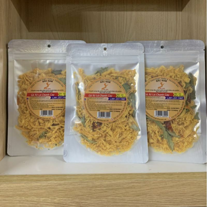 Khô gà lá chanh gói đảm bảo vệ sinh, an toàn thực phẩm