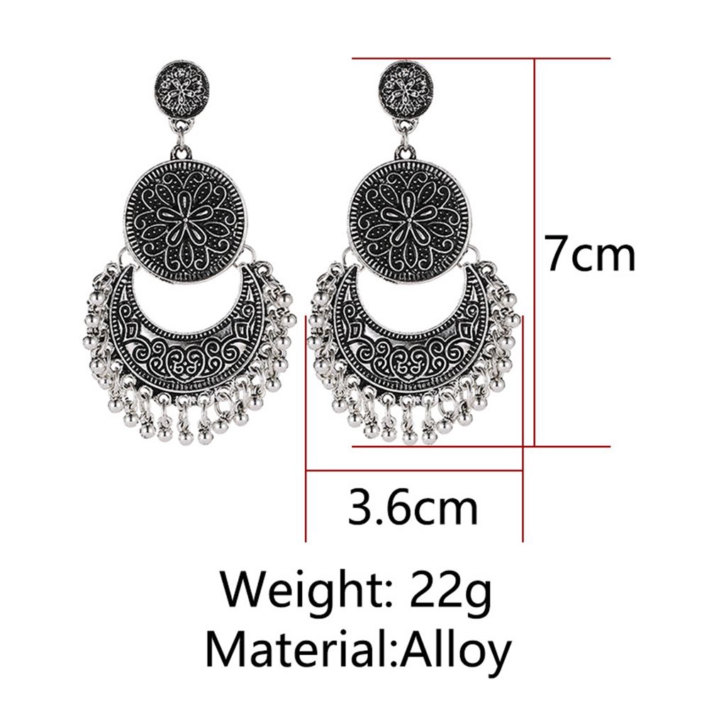 MXGOODS for Women Jewelry Carved Flower Boho Hollow Out  Crescent Drop Earrings