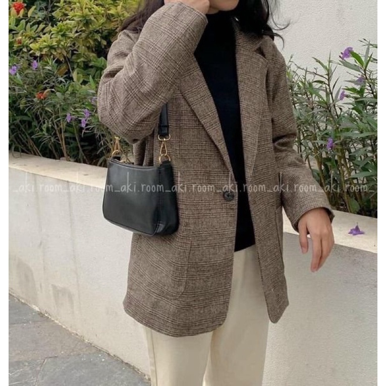 Áo blazer dạ kẻ Hàn Quốc 2 lớp (video/sẵn) | BigBuy360 - bigbuy360.vn