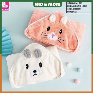 Khăn ủ cho bé sơ sinh có mũ hình thú 80*80CM, khăn quấn bé sơ sinh