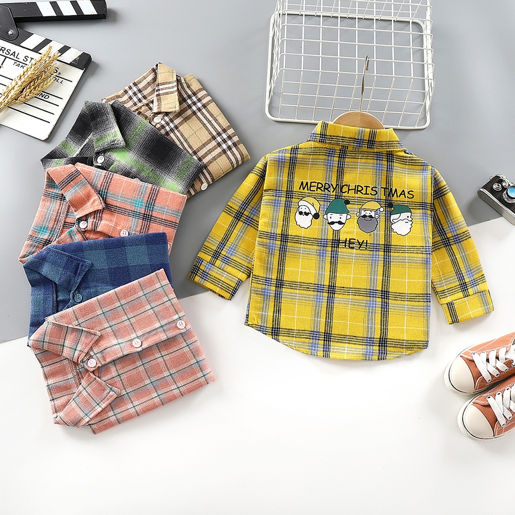 ST36 Size 90-130 (6-25Kg) Áo sơ mi bé trai (áo dài tay cotton 100% thấm hút mồ hôi tốt  Thời trang trẻ Em