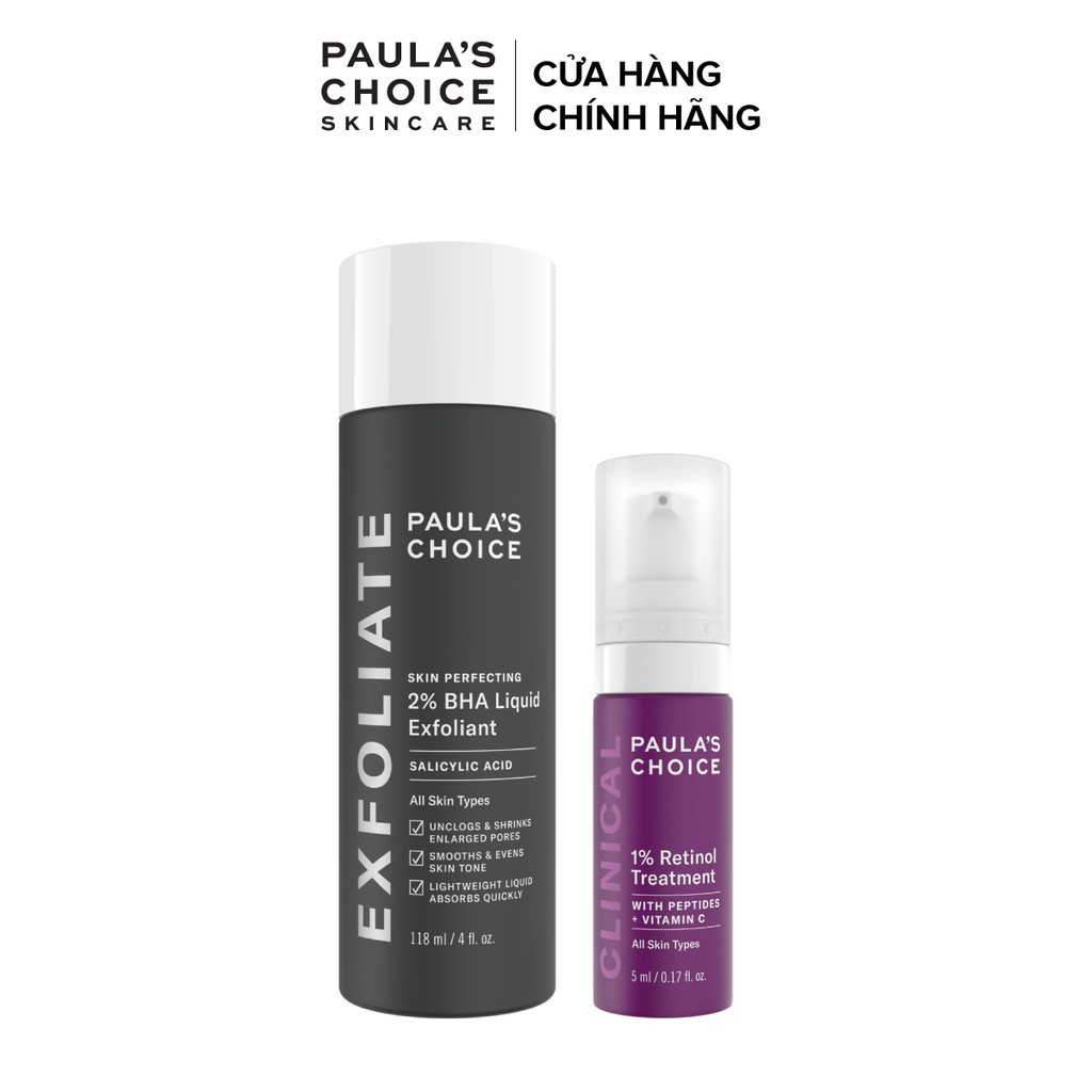 Bộ sản phẩm loại bỏ da chết mờ thâm mụn Paula's Choice 2% BHA liquid exfoliant - 2010.8017