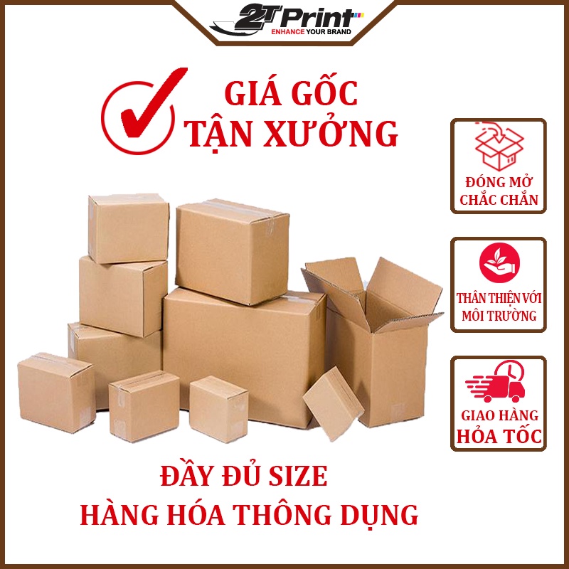 Hộp Carton đóng hàng đầy đủ size thông dụng - Hộp ShipCOD 2TPrint - In ấn theo yêu cầu