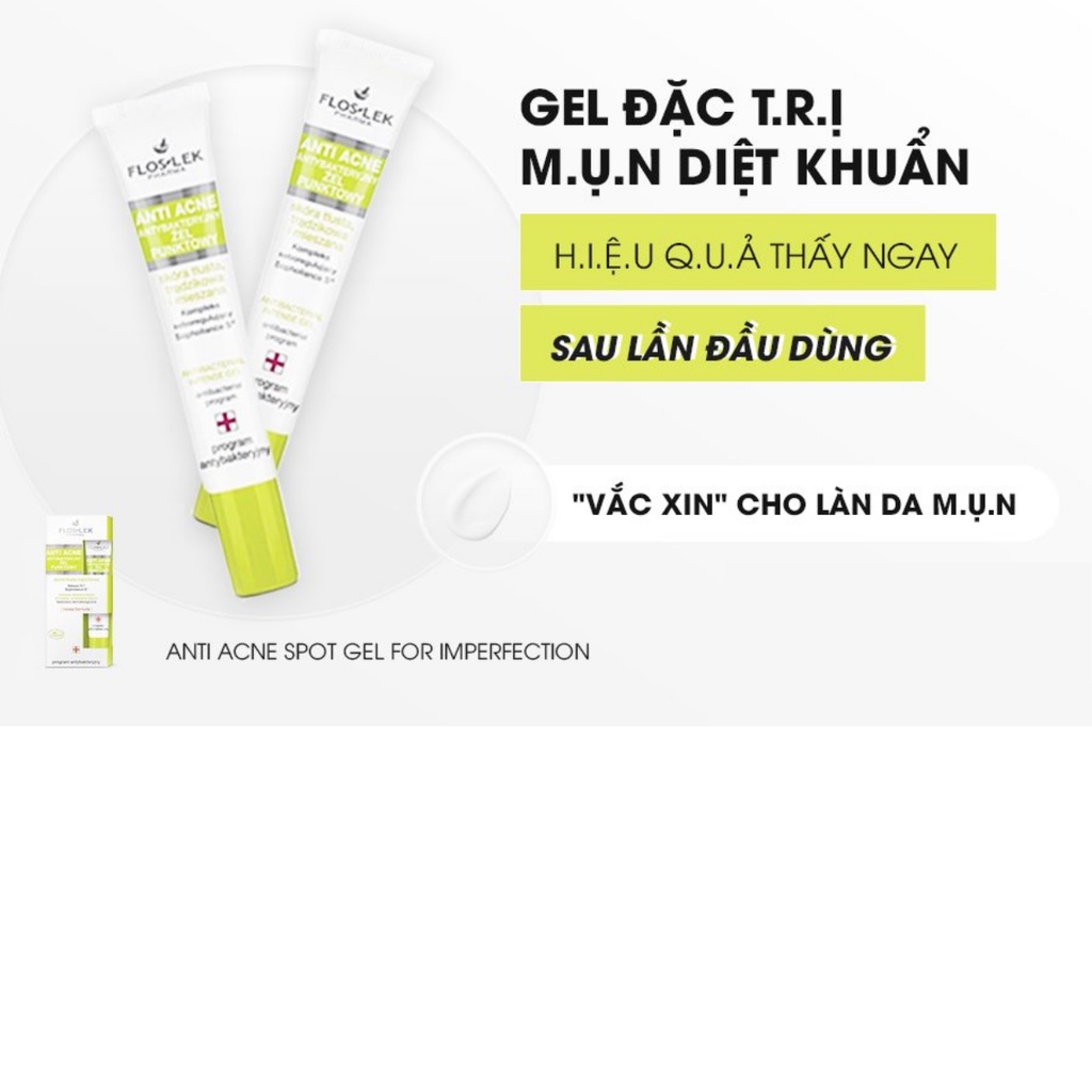 Gel giảm mụn Floslek Pharma Antibacterial Intense Gel 20ml [Nhập Khẩu Chính Hãng]