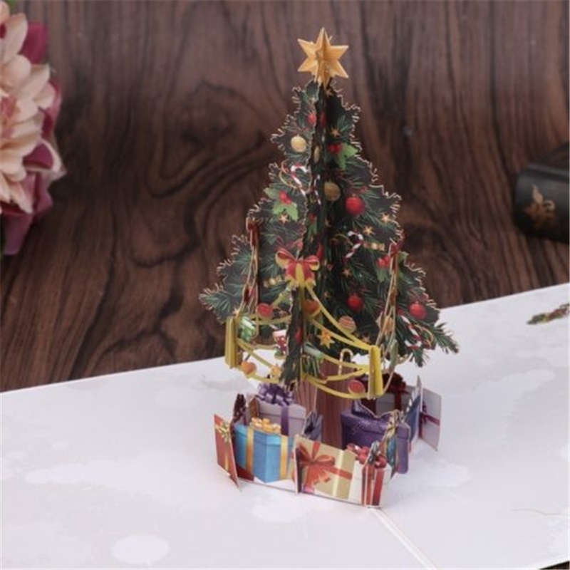 Handmade 3D Pop Up Greeting Cards Merry Christmas Tree Xmas Thanks Holiday Gift