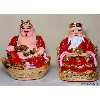 Tượng Thần Tài Thổ Địa nhựa màu đỏ cao 18.5cm