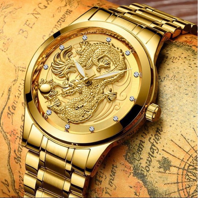 Đồng hồ nam DRAGON Mặt Rồng Mạ Vàng Cao Cấp #8