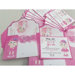 💛[RẺ NHÂT SHOPEE]Thiệp Thôi Nôi BÉ GÁI HỒNG