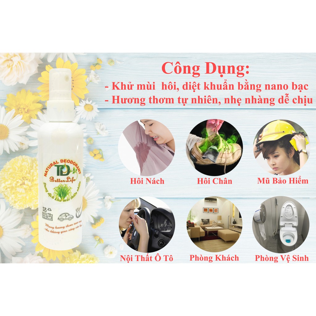 Xịt khử mùi hôi nách, hôi chân nano bạc Natural Deorant 100ml