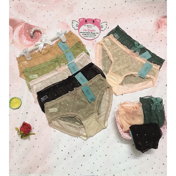 Quần lót ren lưới công chúa- kèm nơ dễ thương, phối viền bèo gợi cảm