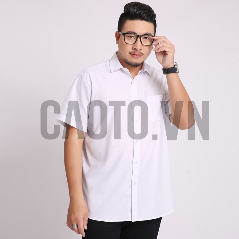 Áo Sơ Mi Trơn Size Lớn Nam Ngắn Tay Trắng – Size 2XL 3XL 4XL 5Xl 6XL 7XL 8XL