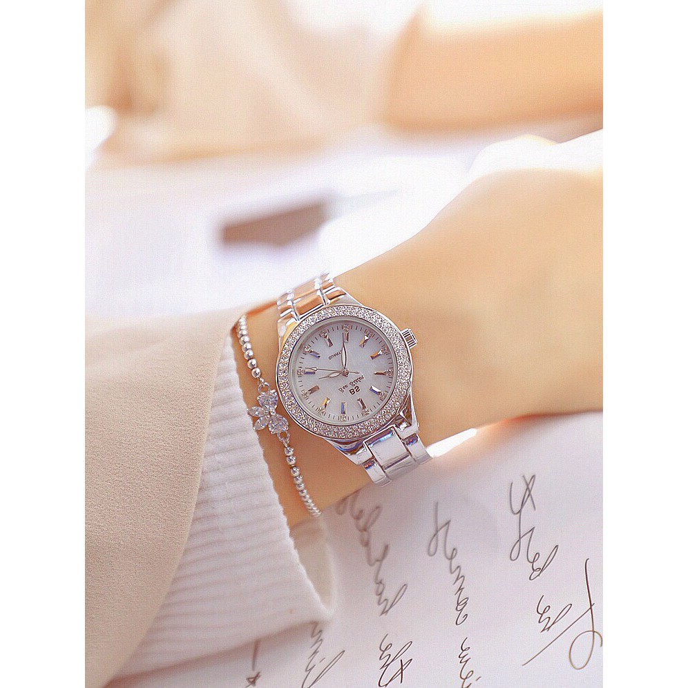 Đồng hồ nữ cao cấp chính hãng hiệu BS đính đá (tặng kèm hộp, phụ kiện thâu dây)