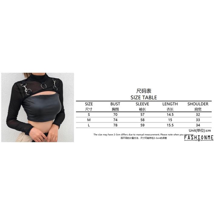 Áo Croptop Tay Dài Phối Lưới Xuyên Thấu Quyến Rũ Cho Nữ