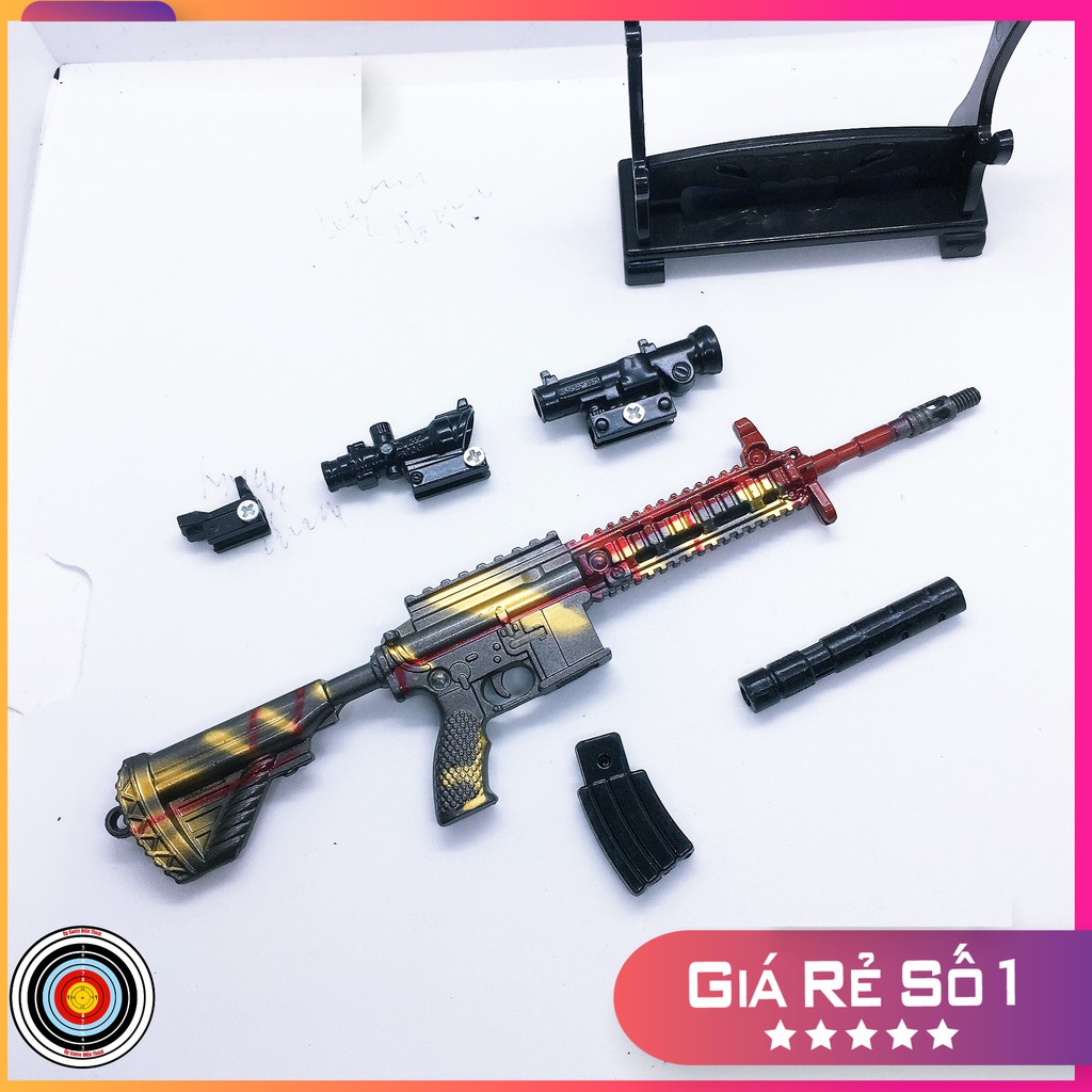 Mô hình súng pubg kim loại lắp ráp M416 skin Rằn Ri dài 20cm mô phỏng giống thật trong game [TẶNG KỆ ĐỠ]