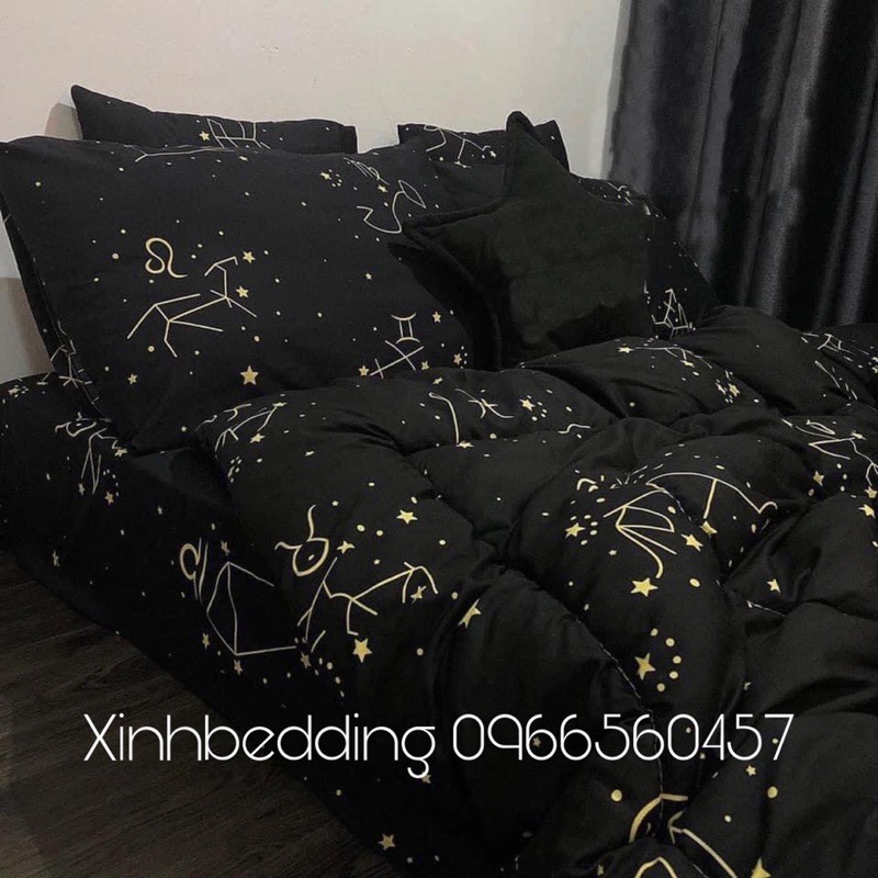 BỘ Chăn ga gối họa tiết 12 chòm sao 4 món chất liệu COTON POLY HÀN QUỐC