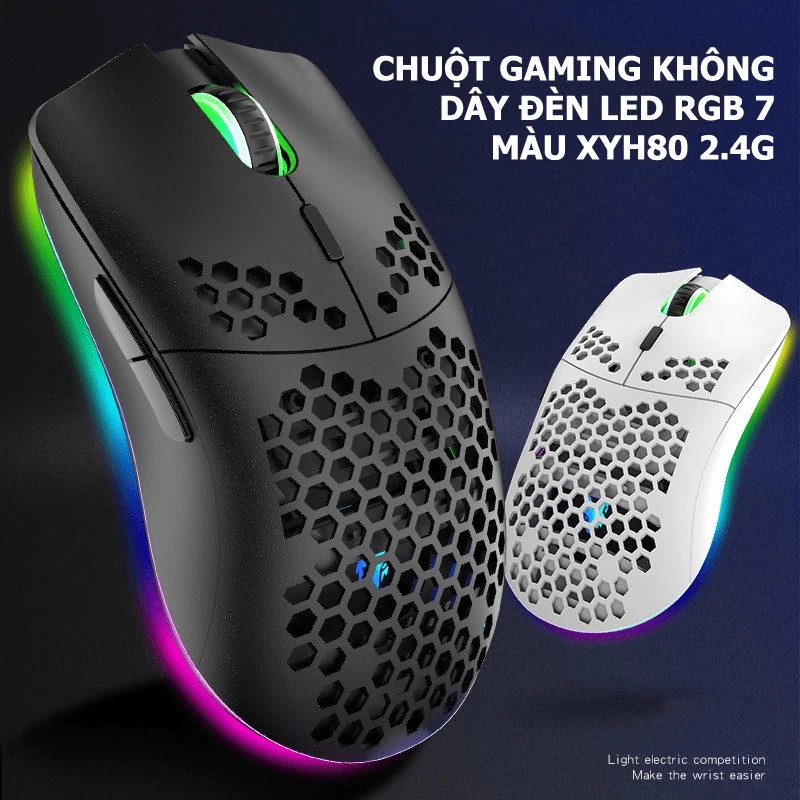 Chuột GAMING không dây 2.4GHz XYH80 Đèn LED RGB, DPI 3200 - NTH