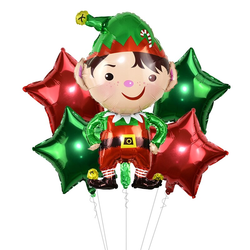 Set 5 bong bóng bơm hơi nhôm kiểu ông già noel người tuyết hoạt hình trang trí Giáng sinh