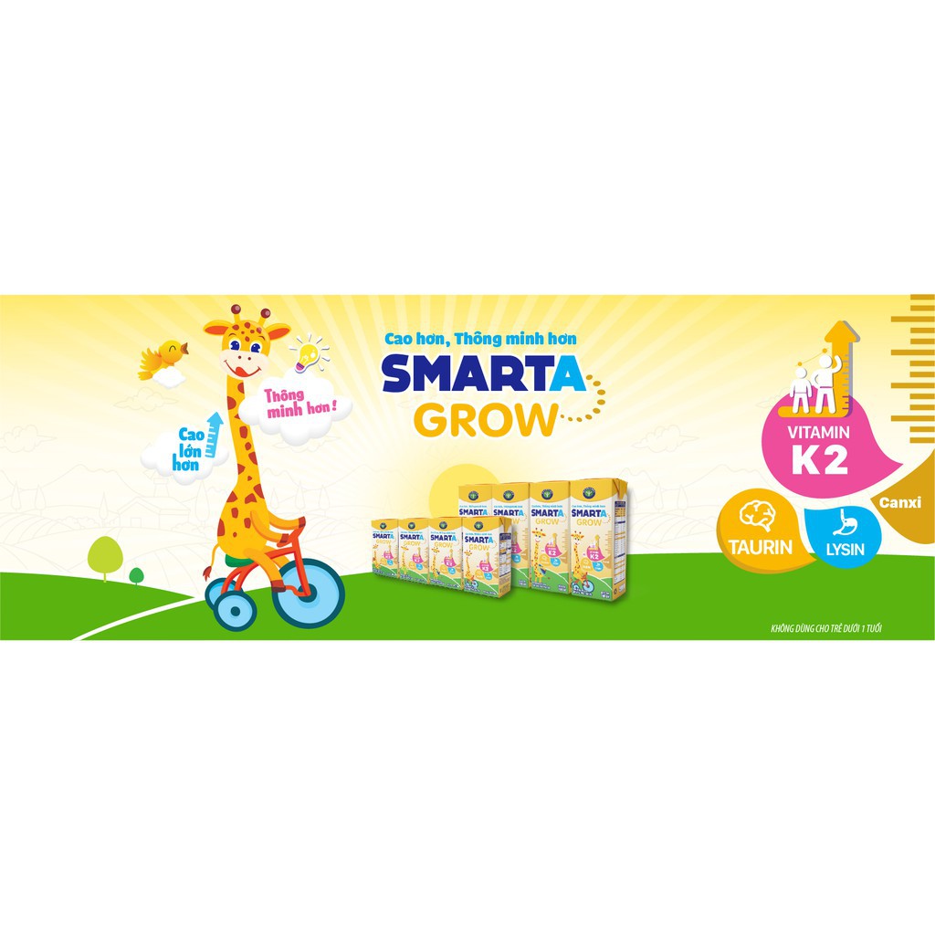 Thùng sữa công thức pha sẵn Nutricare Smarta Grow (110ml x 48 hộp) - hỗ trợ tăng chiều cao, phát triển não bộ