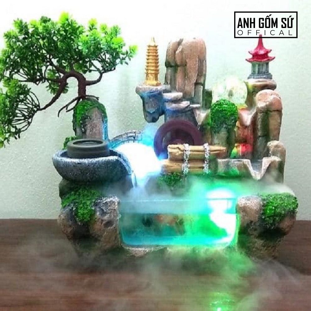 Máy tạo khói bể cá mini phun sương, đèn led đổi màu bằng kim loại chống rỉ - hàng cao cấp chính hãng