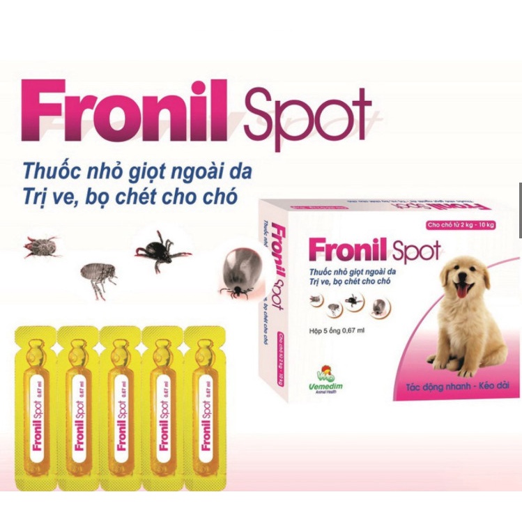 nhỏ gáy diệt ve rận cho chó FRONIL SPOT (HỘP 5 TUÝT)