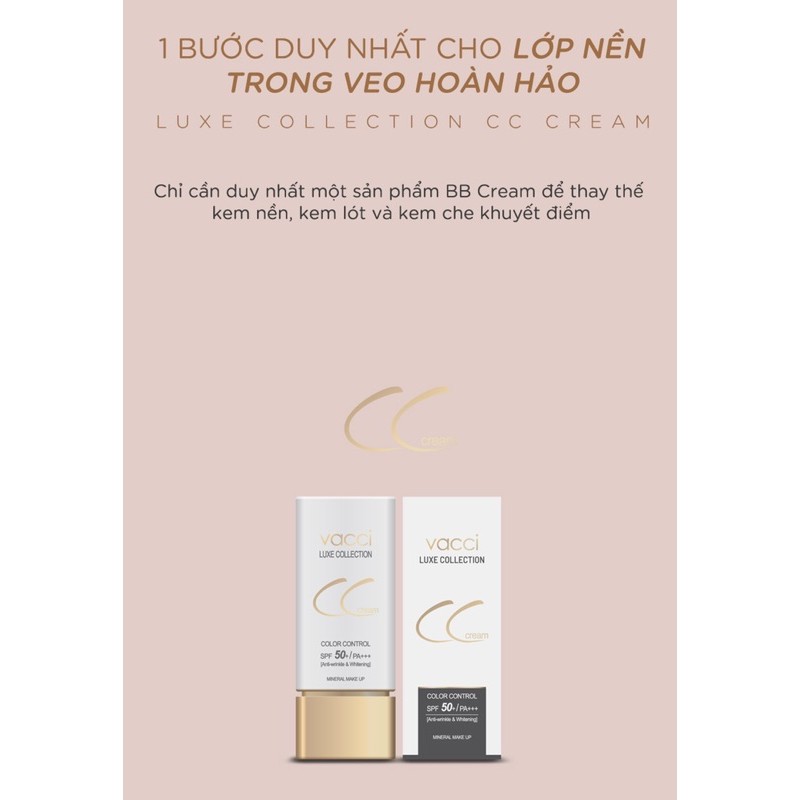 CC VACCI -KEM PHẤN NỀN THẾ HỆ MỚI CC CREAM DẠNG TUÝP - SPF50+ PA++ | BigBuy360 - bigbuy360.vn