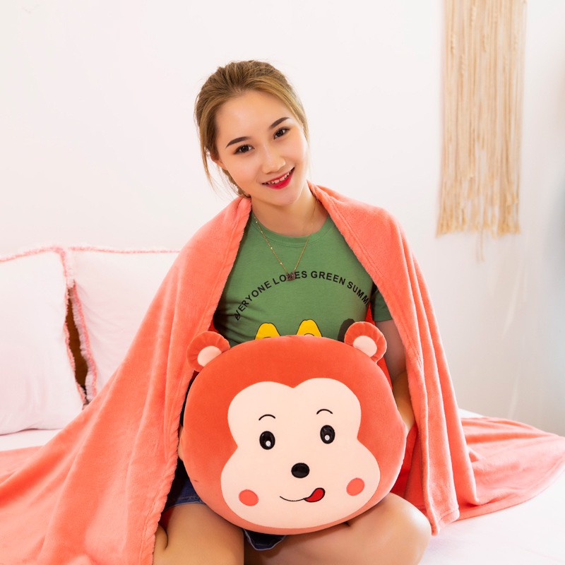 Chăn Gối Văn Phòng 3 Trong 1 Khỉ Ếch Thỏ và Sư Tử GM023 Chichi,Gấu Ngủ Kèm Mền siêu cute phù hợp mọi lứa tuổi.