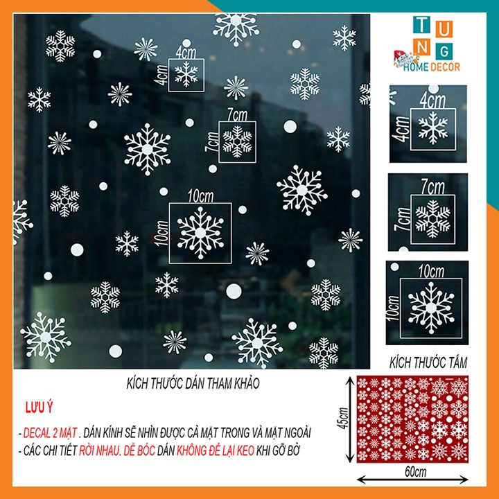 Decal noel 2024 trang trí cửa kính TUNG Home Decor Bông tuyết