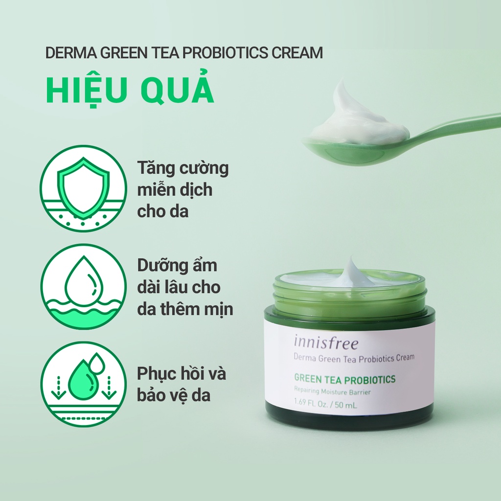 (Quà tặng) Bộ làm sạch và dưỡng ẩm phục hồi bảo vệ da Innisfree Derma Green Tea Probiotics Set