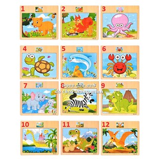 Ghép hình puzzle gỗ 12 miếng/ 12 mảnh - nhiều mẫu đẹp