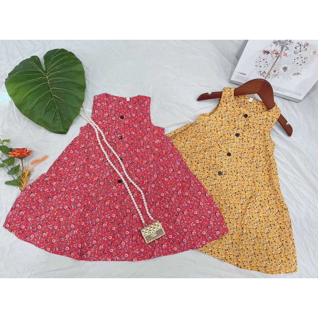 Váy Bé Gái  Hoa Nhí Chất Lanh Lụa Cao Cấp Mềm Mịn Size từ 7-15kg