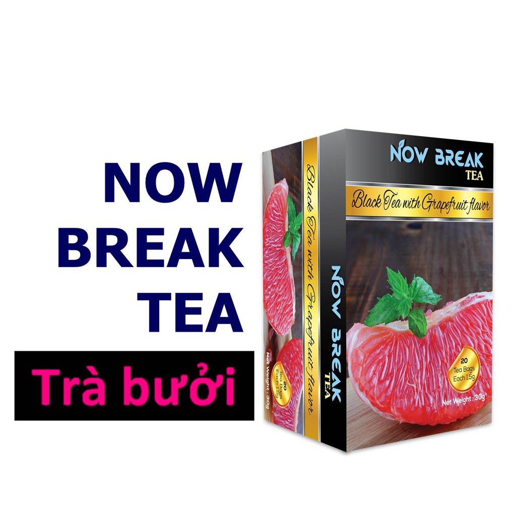 Trà Bưởi Now Break Tea - Combo 2 hộp (kiểu trà Cozy, Lipton, Ahmad, Dilmah, Olong, Atiso, Nestea, quà Tết,  giảm cân)