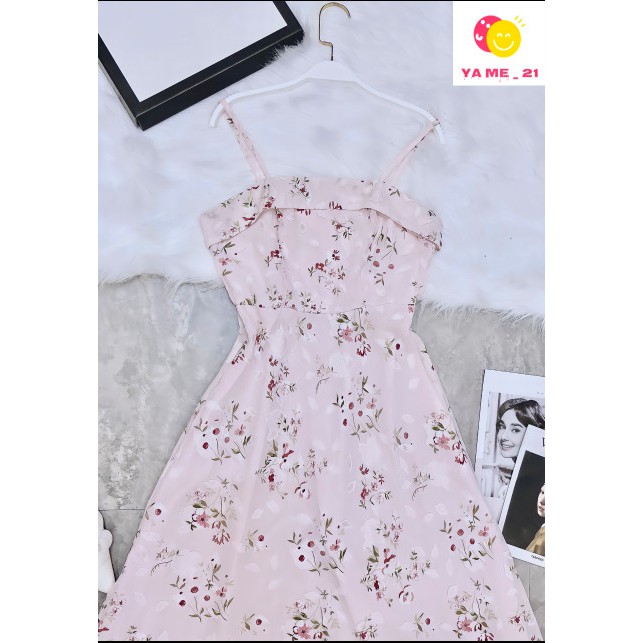 Váy đầm nữ dáng xòe hoa nhí dây buộc nơ dáng dài khoét dễ thương ( Von Hoa ) | BigBuy360 - bigbuy360.vn