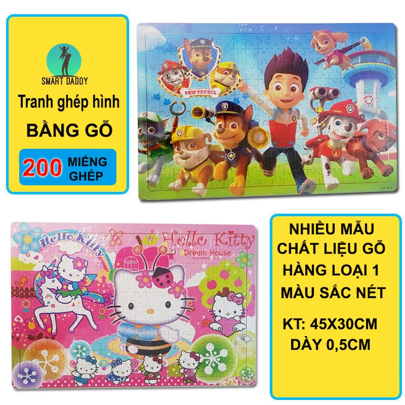 Bộ Tranh Ghép Hình Bằng Gỗ 200 mảnh Xếp Hình Cho bé Giúp Phát Triển Tư Duy Toàn Diện, Thách Thức Tư Duy Các Bé