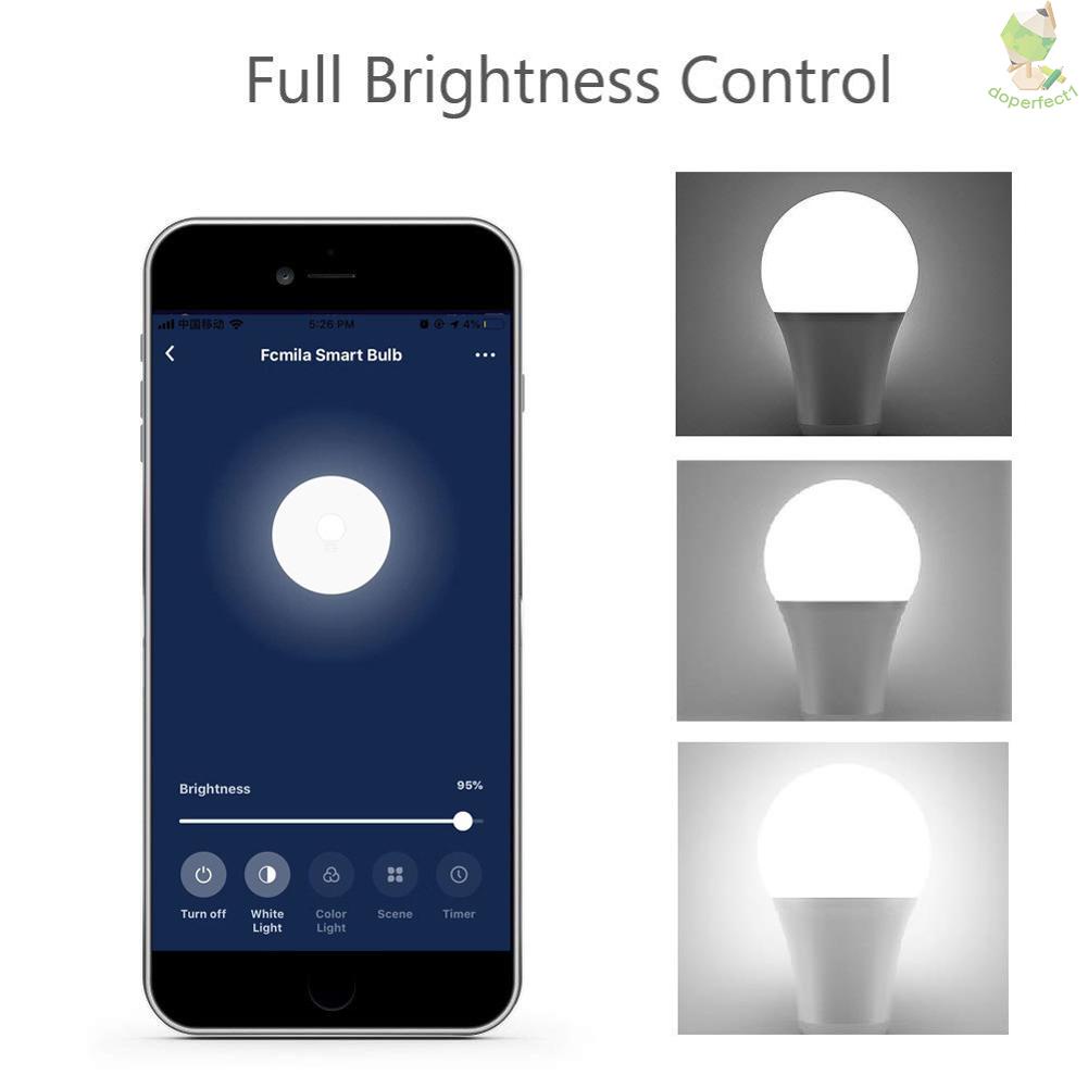 Cloud Intelligence WiFi Light Bulbs APP Control Light Color Adjusting Voice Control Intelligent Home Living RGB+CW+WW E27 Compatible with Alexa Google Home 220 V