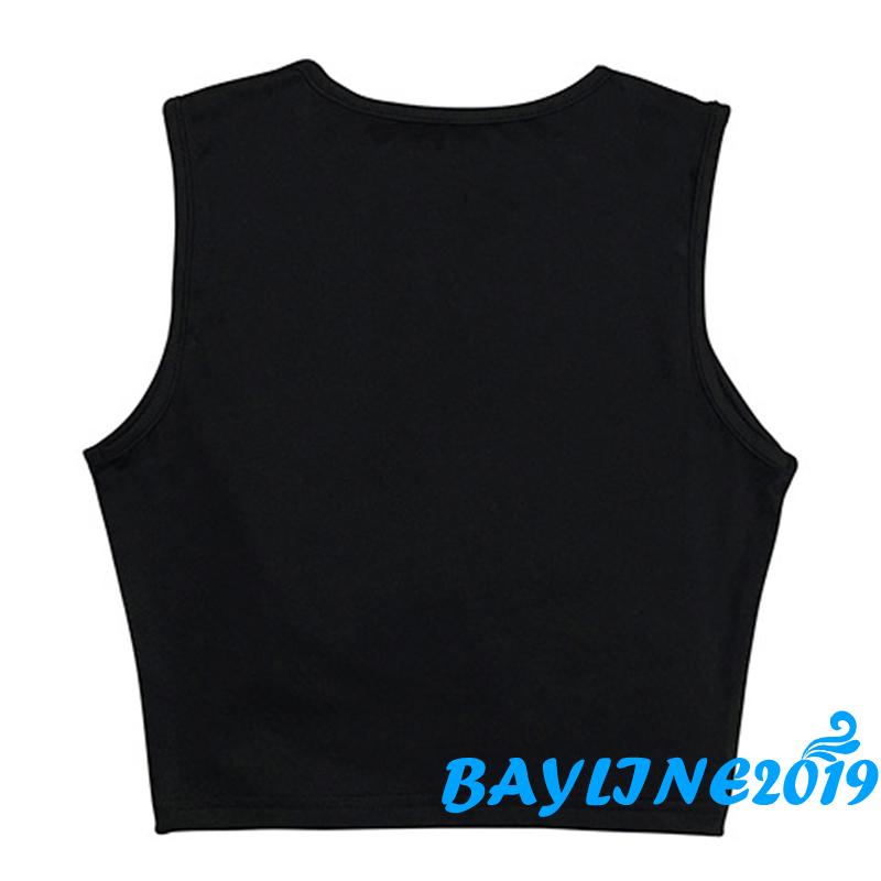 Áo croptop không tay màu trơn thiết kế khoét lỗ có dây rút thời trang mùa hè màu đen cho nữ