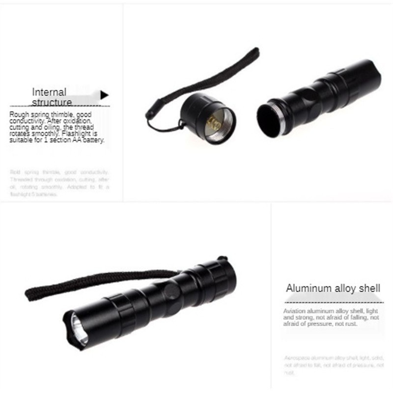 Đèn pin LED mini Licer bằng hợp kim nhôm chạy pin AA không thấm nước tiện dụng cho trẻ em