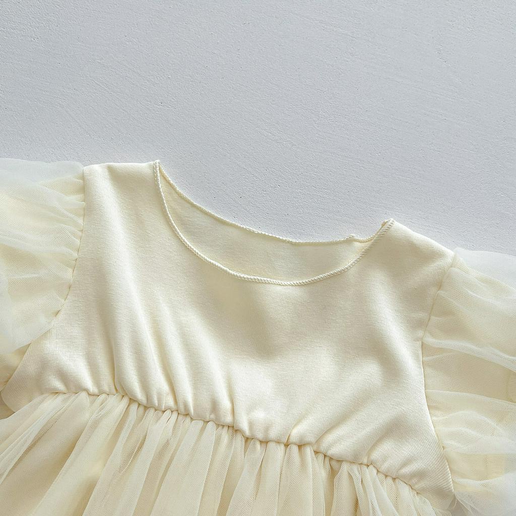 Bộ Đầm Công Chúa + Băng Đô Lưới Thời Trang Mùa Hè Cho Bé Gái Sơ Sinh