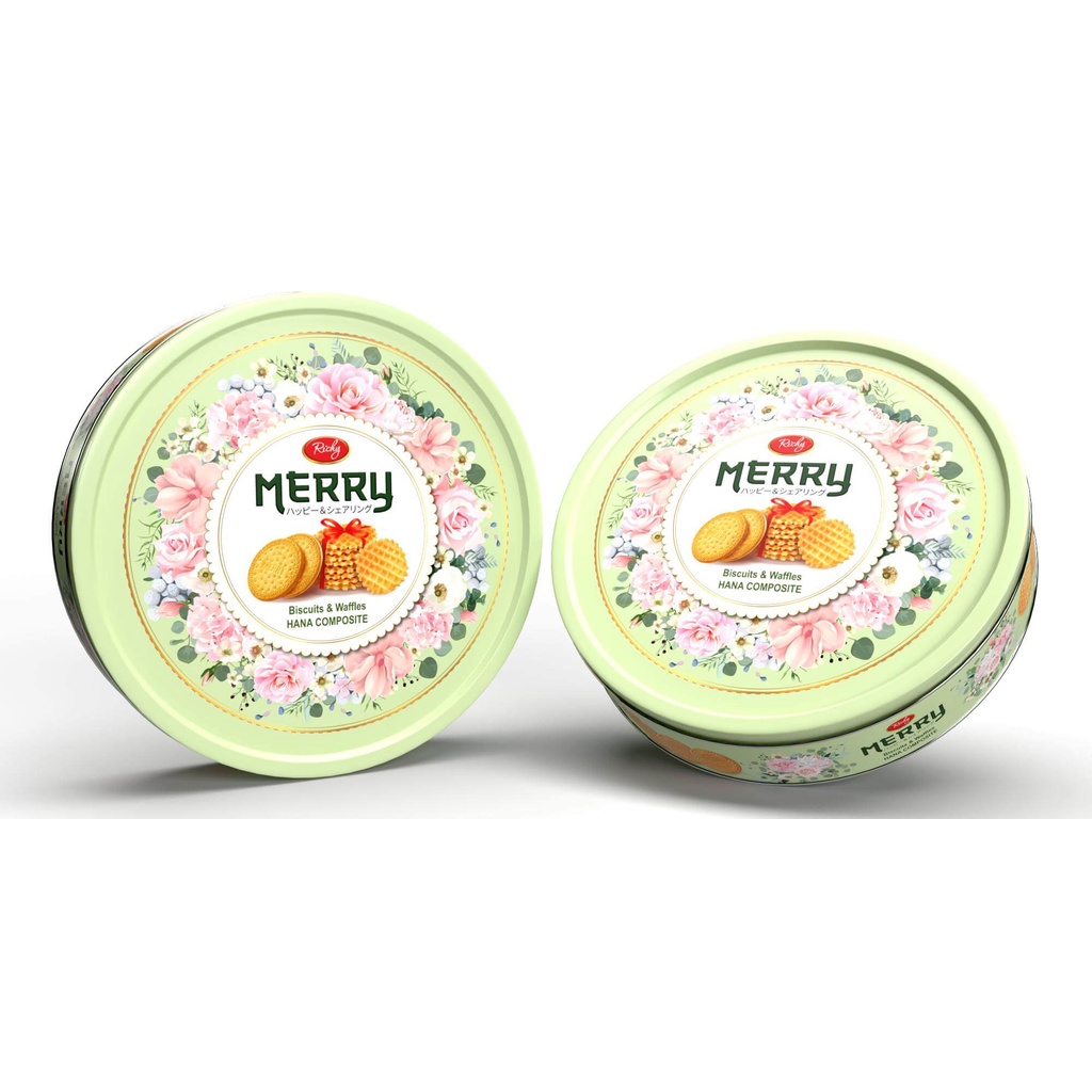 [ QUÀ TẶNG BIẾU TẾT ] HỘP THIẾC BÁNH QUY CÓ NHÂN-QUY BƠ RICHY-RITAZ GOLD  336g sang trọng mẫu đẹp tết mới 2022